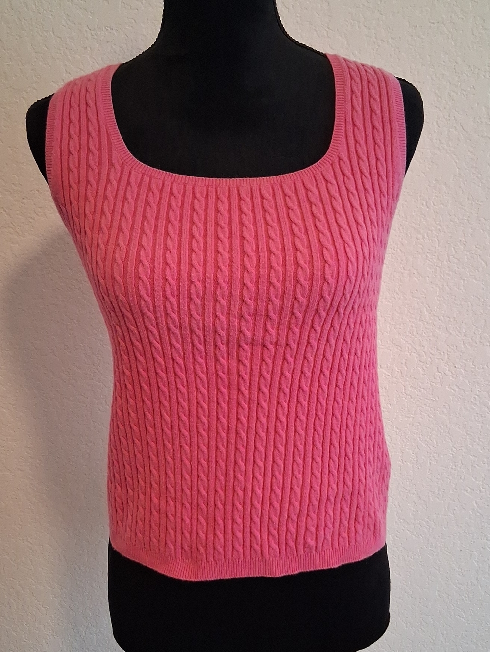 Ralph Lauren Hot Pink Cable Knit Scoop Neck Tank
